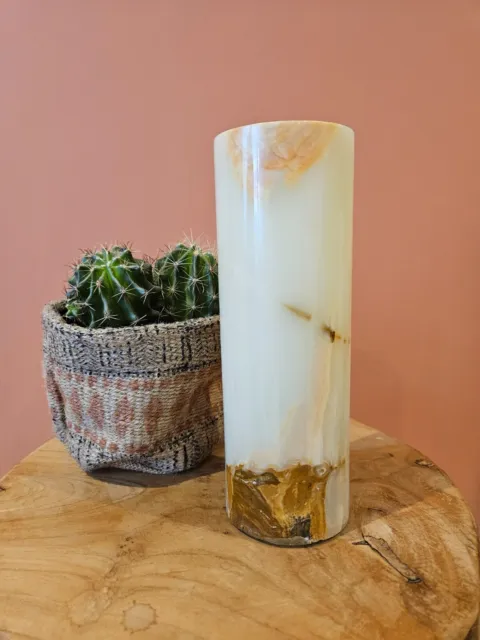 Magnifique Vase en Pierre Onyx - forme cylindrique 2