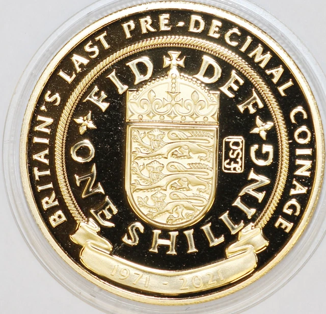 2021 Gibraltar Proof Gold-plated Crown Last Pre-decimal coinage English Shilling