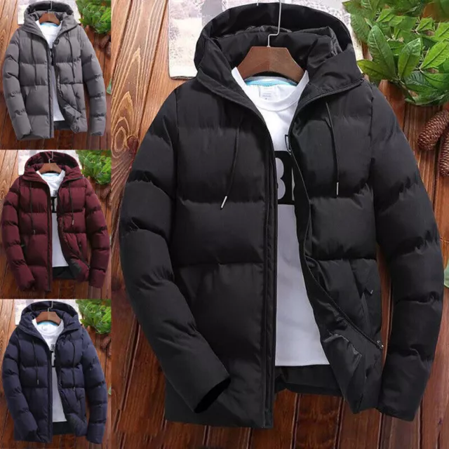 Herren Jacke Winter warme Daunenjacke Gefüllte Jacke mit Reißverschluss DE.