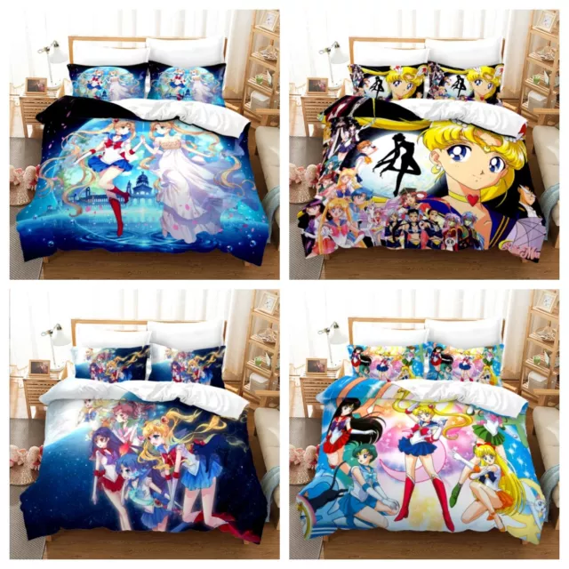 Niña 3D Sailor Moon funda de cama juego ropa de cama funda de cojín 135x200 200x200