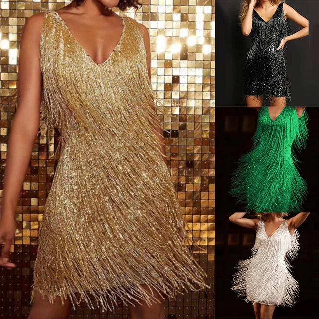 Robe Élégante À Fente Avec Manches Pailletées
