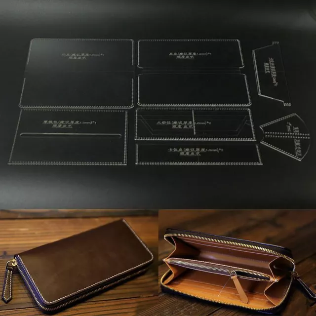 Leather Craft Clear Acrylic Clutch bag handbag Pattern Stencil Template Tool set