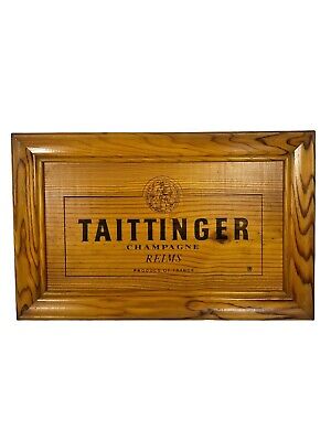 Taittinger Champagne Framed Wooden Promotional Sign Wall Hanging 16.5" x 10.5"