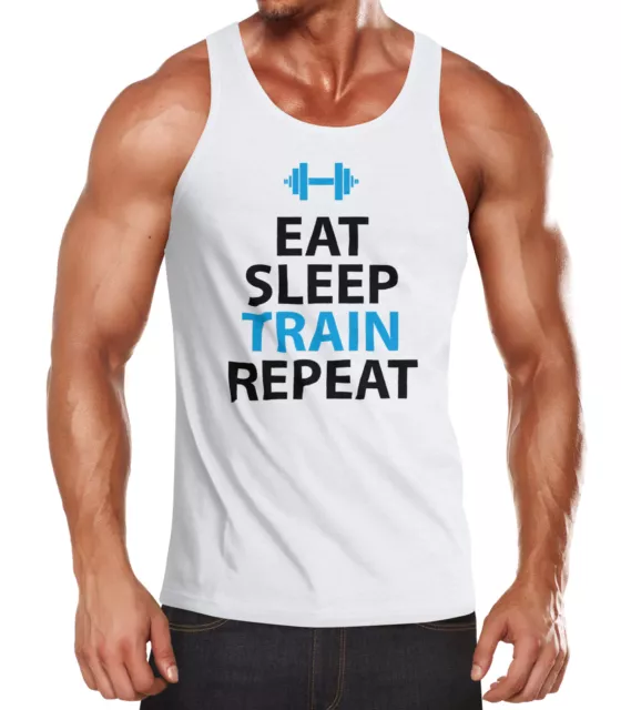 Tanktop uomo - Eat Sleep Train Repeat Bodybuilder canotta fitness - MoonWorks