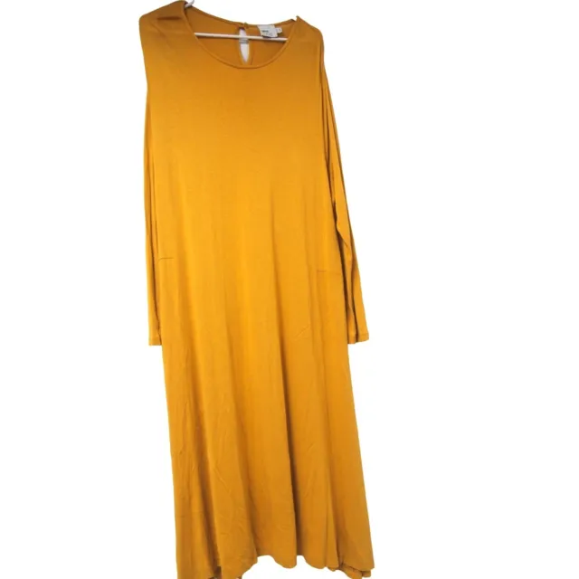 Asos Curve Womens Dress 20 Knit Long Sleeve Swing T-shirt Mustard Yellow Maxi