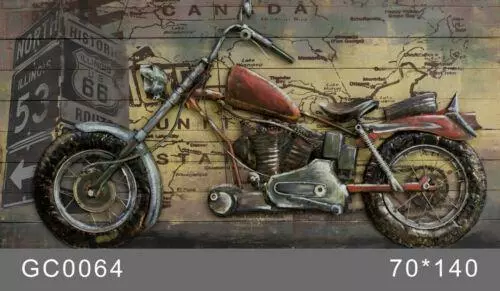 Fino Calidad Jardín Decoración Personalizable Pintura 3D Metal Moto Pared Lrg