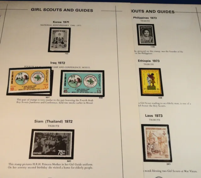 Girl Scouts - Girl Guides Stamp Lot: 2 1972 IRAQ; 1973 ETHIOPIA; 1973 LAOS