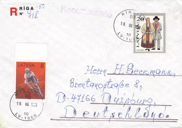 Lettland - R-Brief von RIGA nach Duisburg, gest. 16.08.1996