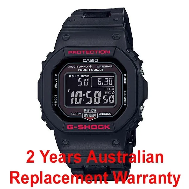 Casio G-Shock Bluetooth Solar Multiband6 Watch Gw-B5600Hr-1 Black Red Metal Band