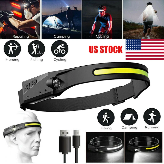 Bright COB LED Head light Headlamp Torch Flashlight Rechargeable Waterproof