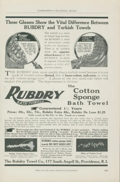 1910 Rubdry Bath Towels Cotton Sponge Yarn No Lint Vintage Print Ad CO2