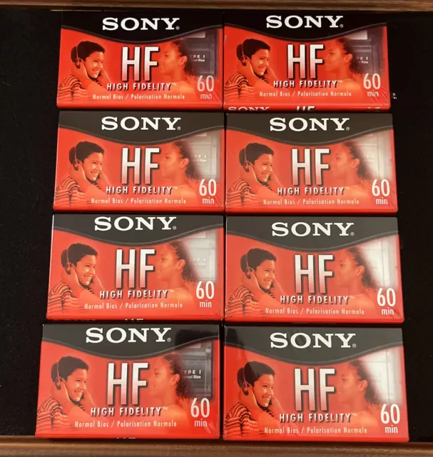 NEW Sony HF 60 High Fidelity Cassette Tapes Normal Bias Lot of 8 Vintage Sealed
