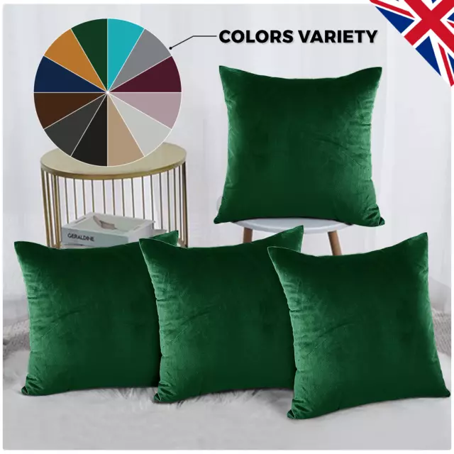 Decorative Cushions Velvet Throw Cushion Covers Pack 2 or 4 Square Pillowcase UK