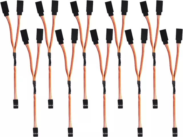 10 pcs 3 Pin JR Servo Extension Cable Y Harness 1 Male To 2 Female For RC Trucks