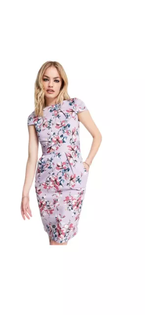 NWT Closet London Fitted Floral Party Asos Mini Wrap Sash Dress Size 4