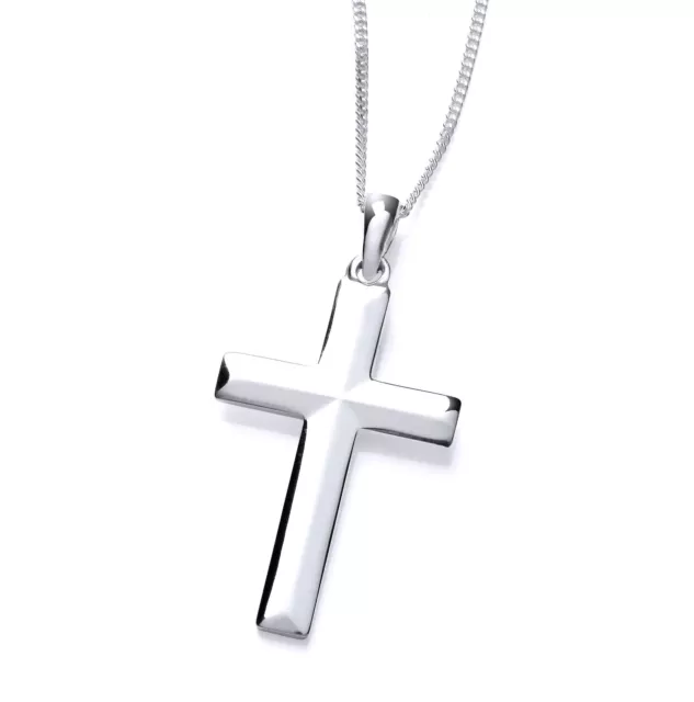 925 Sterling Silver Cross Pendant Necklace + 16 18 20 inch Chain - Medium Size