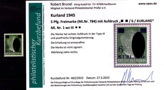 Kurland 1wzIII gute TYPE ** POSTFRISCH+gepr. BEFUND ca 360EUR (L9183