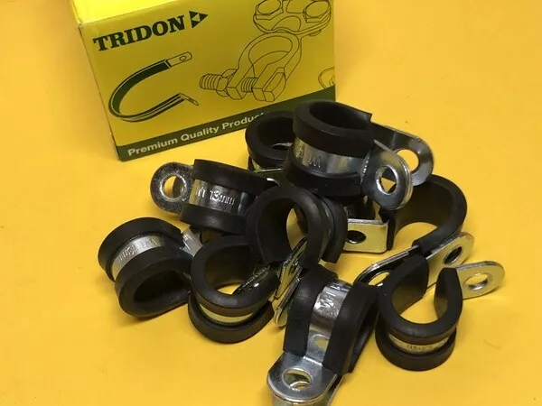 13 mm P clamps x 10 rubber lined hose retaining clip steel Tridon TRLC13P