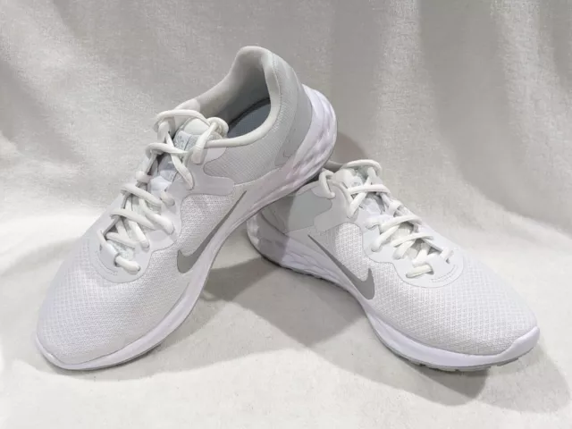Nike Revolution 6 NN White/Silver Women's Running Shoes-Size 9.5 NWB DC3729-101