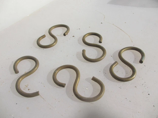 Vintage Brass Ceiling Hooks "S" Hangers Old Hook Hanger Storage 2.25"H 5