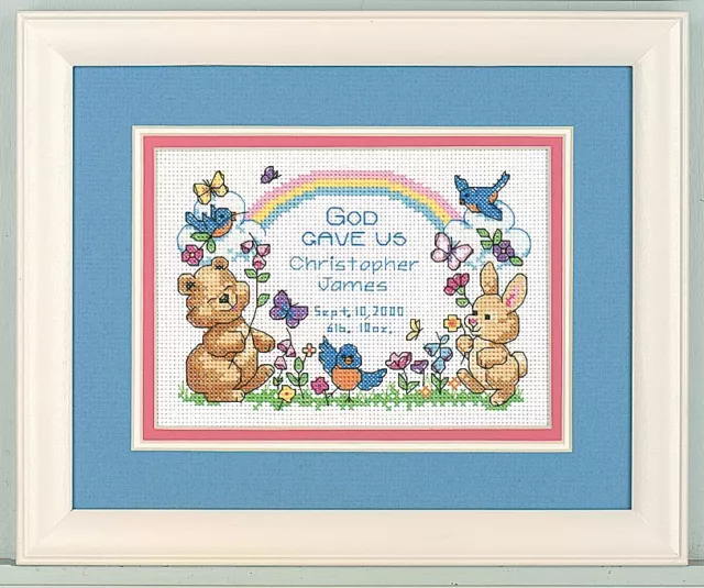 Dimensions  Mini Counted Cross Stitch Kit, Birth Record Gods Babies