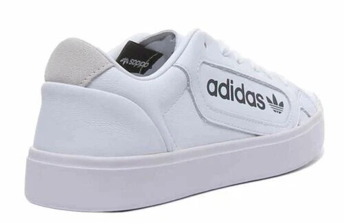 ADIDAS Sleek Cupsole Lacet Décontracté Baskets en Blanc Noir Taille UK 3 - 8 3