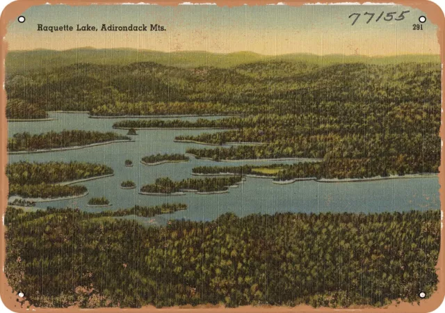 Metal Sign - New York Postcard - Raquette Lake, Adirondack Mts.