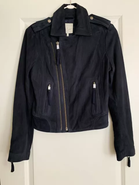 NWT Joie Ailey Leather Suede Moto Jacket in Dark Navy Size S $898.