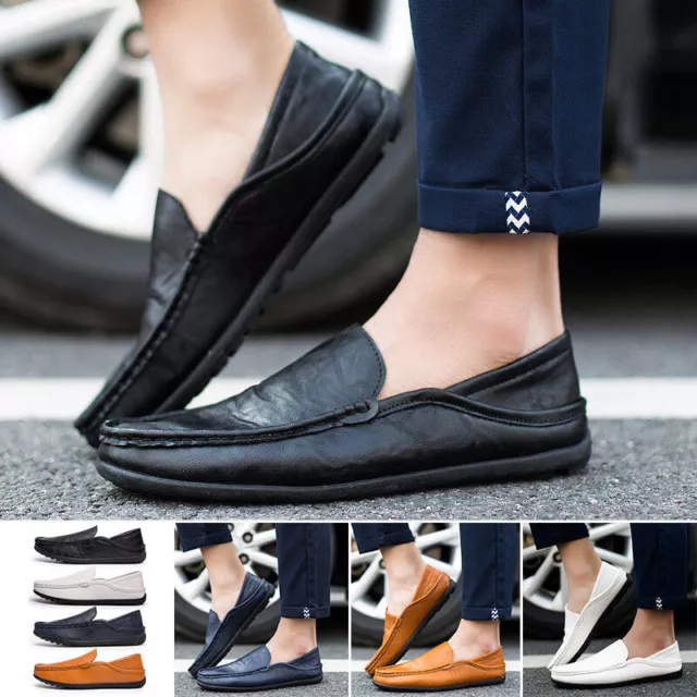 Driving Men Summer Casual Boat Shoes PU Leather Shoes Moccasin Slip Loafers On