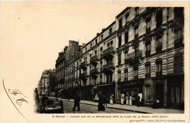 CPA AK St-MANDÉ Grande Rue de la République vers la Place de la Mairie (672409)