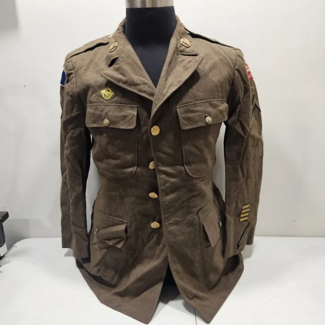 Original WWII, WW2 XIX Corps, 9th Army Serge Wool Coat, Identified W/ Patches