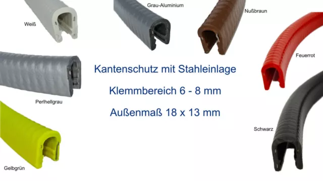 Kantenschutz mit Stahleinlage, Klemmbereich 23-28mm, Schwarz -  Kantenschutzprofil & Kederband