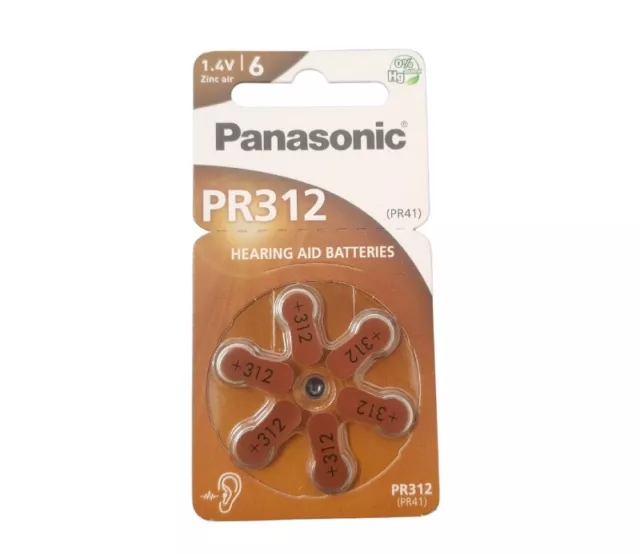 Panasonic PR312 Confezione 6 Pile zinco-aria per apparecchi acustici 1.4V