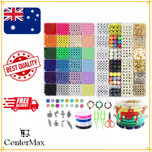 7200 Pcs Clay Beads Bracelet Making Kit, Preppy Friendship Flat