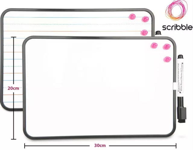 Magnetic A4 Dry Erase Board/Whiteboard Double Sided. Comes with Pen & Eraser
