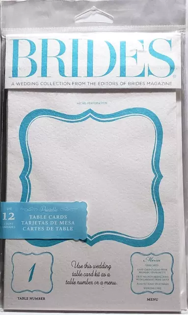 BRIDES Wedding Collection TABLE CARDS - BLUE ORNATE SQUARE - 12 pcs
