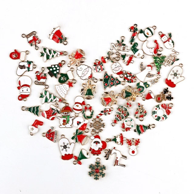38 Stck. Weihnachten Weihnachten Serie Emaille Charms Weihnachtsmann Baum Anhänger zum Selbermachen Schmuck