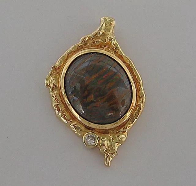 585 Gold Anhänger mit Brillant Boulder Opal Opale Vollopal ♦️Mehr im Shop♦️5481 2