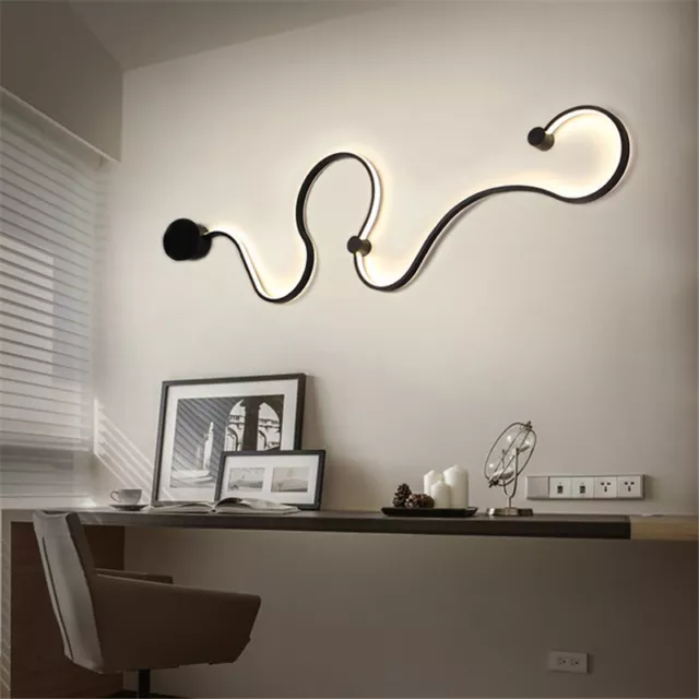 Modern LED Curved Wall Lamp Acrylic Snake Wall Light Indoor Fixture Wall Sconce