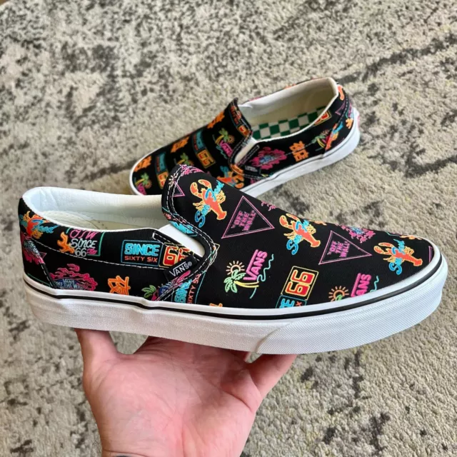 VANS Men's Classic Market Slip On Skate Sneakers NEON NIGHTS New Multiple Sizes