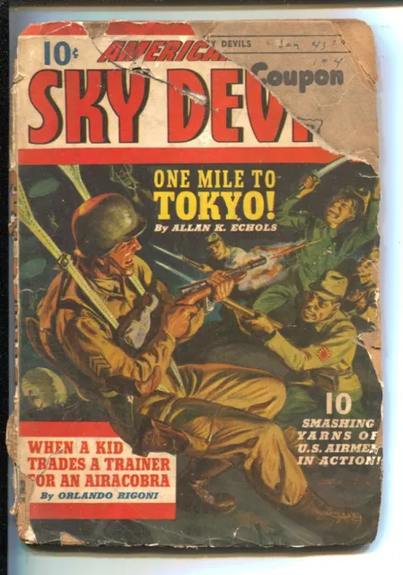 American Sky Devils1/1943-Norman Saunders paratrooper cover-Yank Skyfighters ...