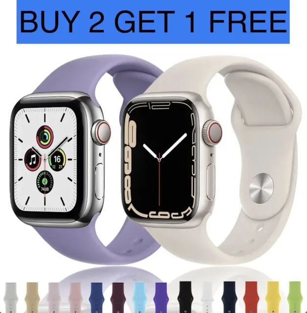 For Apple Watch Silicone Band Strap Series 8 7 6 5 4 3 SE 38 40 41 42 44 45 49mm