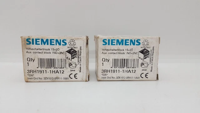 Siemens 3RH1911-1HA12 Auxiliary Block Switch 10A 240V Pack of 2