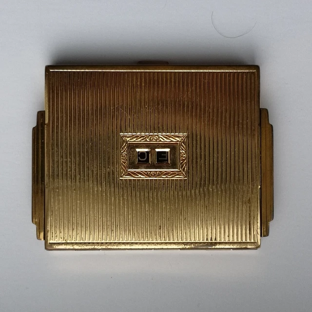 Poudrier Vintage Art Déco Anglais - Marque MASCOT, Boîte De Maquillage Ancienne
