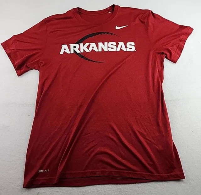 Nike Arkansas Razorbacks Logo Mens XL Red Polyester T-shirt