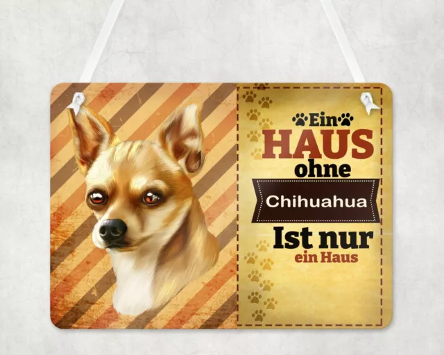 Warnschild Türschild Eingangsschild Wetterfest Chihuahua Hund Hundebesitzer