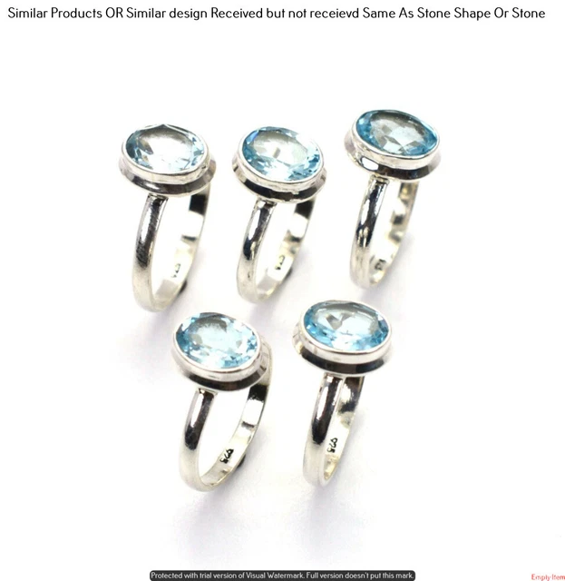 Blue Topaz 15 Piece Wholesale Ring Lots 925 Sterling Silver Ring NRL-1580