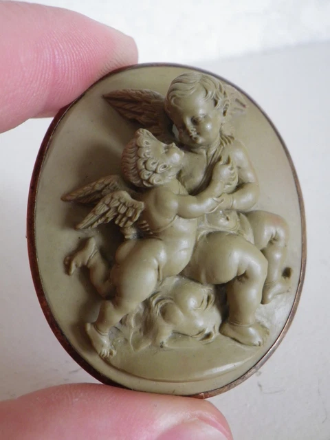 Broche vintage camée tour coloris ambre - Jeronine Vintage