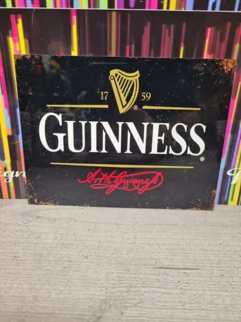 GUINNESS STOUT Metal Tin Wall Sign Plaque Vintage Retro Beer Pub Bar Man Cave