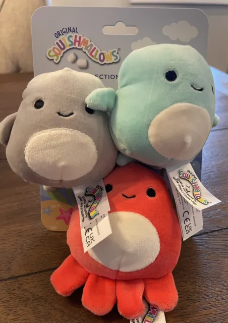 Kelly Toys Kellypet Squishmallow 3.5in Sea Life Shark Octopus Dolphin Rare *BNWT